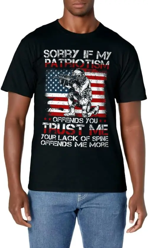 Sorry If My Patriotism Offends You, Patriotic US Flag T-Shirt