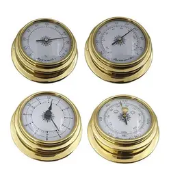 367D 4 Pcs Boat Barometer Clock Thermometer Hygrometer Weather Station Set Wall Mounting Type Brass for Case for Shell Lightw