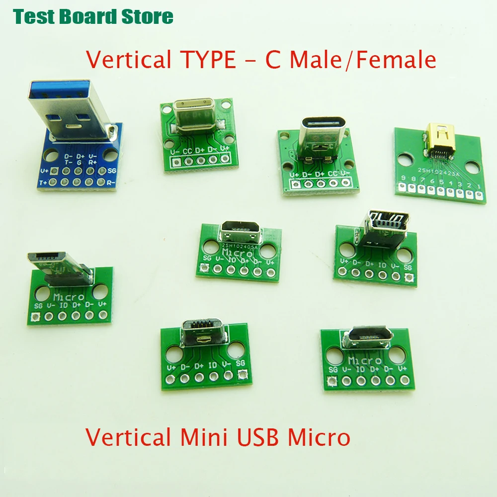 TestBoard 1PcPionowe złącze męskie USB 3.0 do spawania Micro żeńskie MINI 8P żeńskie TYPE-C męskie i żeńskie ładowanie głowicy danych 2P/4P