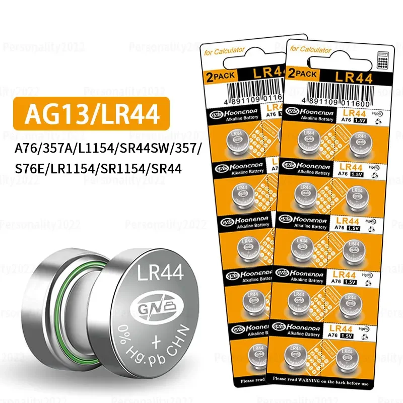 

AG13 LR44 Button Cell Battery 357 A76L1154F SR44SW Alkaline Batteries 1.5V for Watches Toys Night Lights Calculators