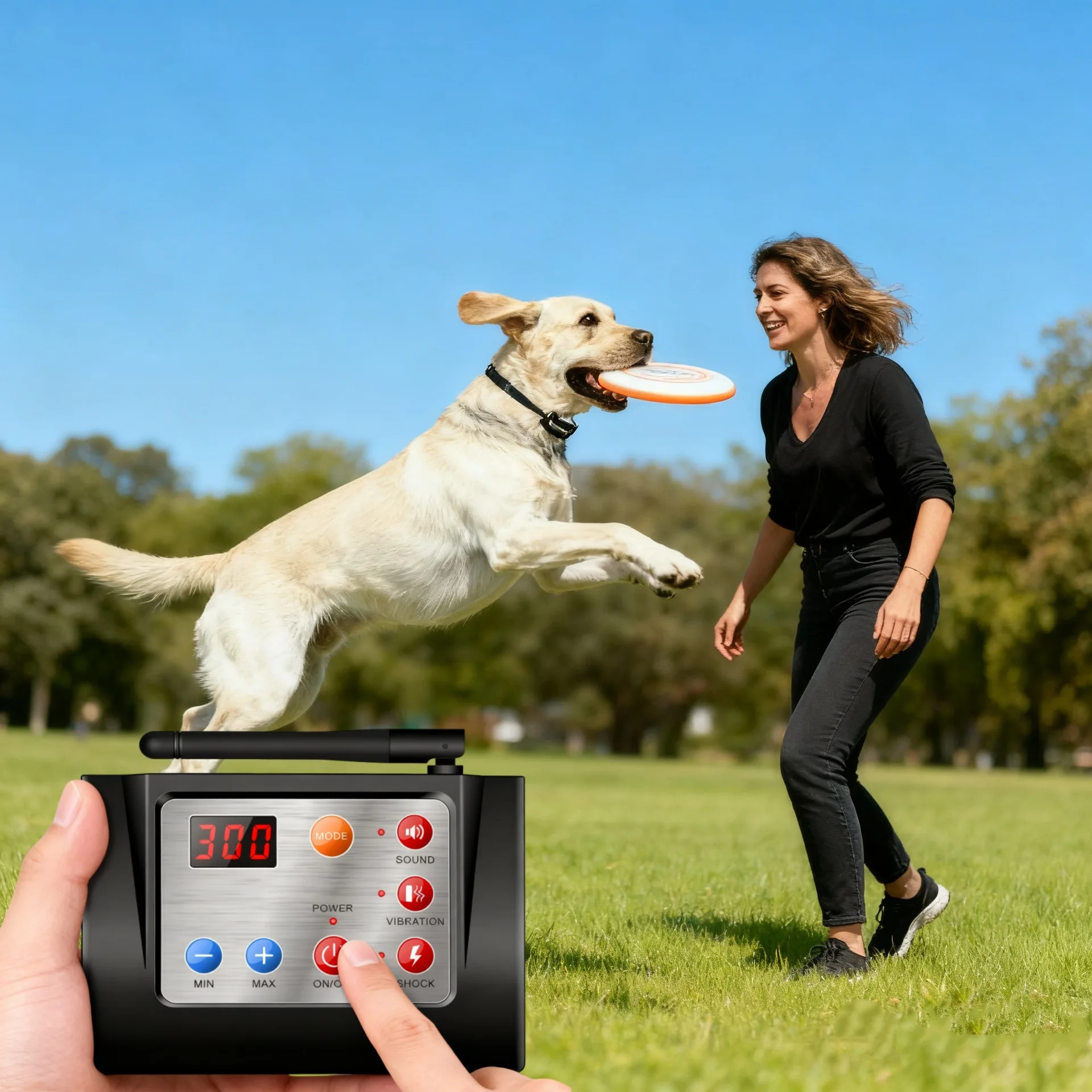 Smart pet 2-in-1 wireless electronic fence remote control dog training artifact rechargeable waterproof bark stopper collar