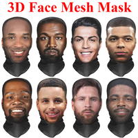 Kobe, James, Jordan, Curry facial performance parody prank headgear, full face 3D face mask, balaclava hat, party mask