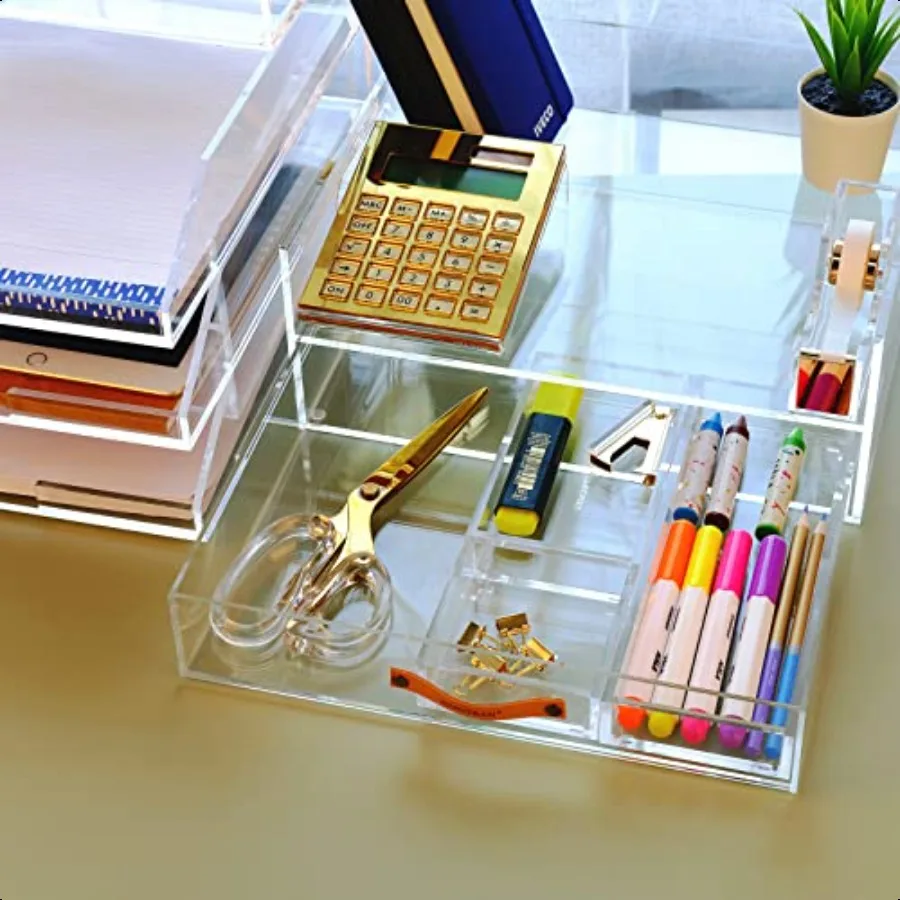 Акриловый ящик-органайзер + вставка с подставкой для писем, размер 12,6 x 10,6 x 5, A4, прозрачный