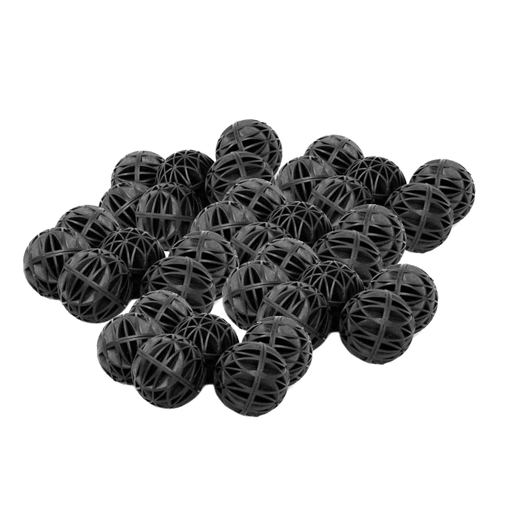 100pcs 18mm Biological Bio Balls Aquarium Fish Nano Tank Wet/Dry Canister Filter Media Black  Leach Balls