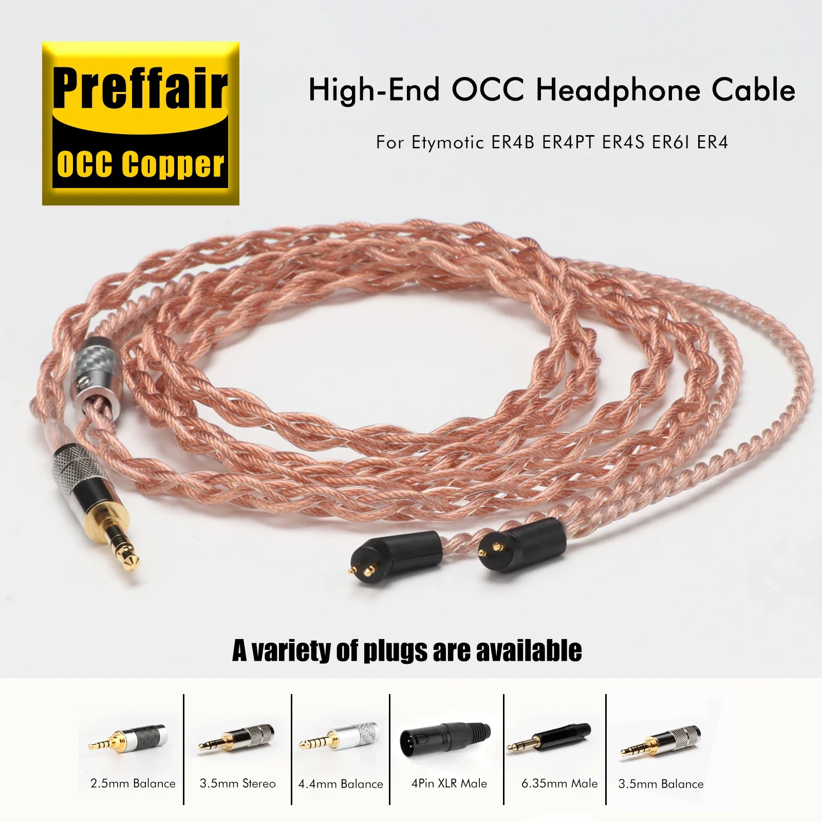 OCC Copper Headphone Cable E54703 140 Cores 0.05mm 4 Strands 0.274mm²   Audio Wire for Etymotic ER4B ER4PT ER4S ER6I ER4