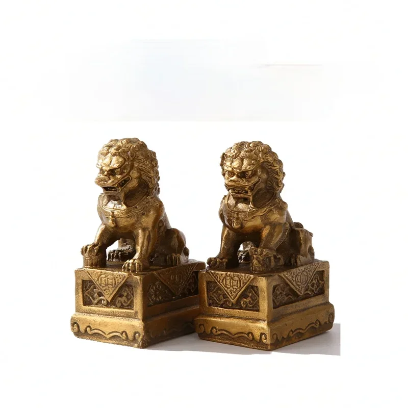

Special Offer Promotion Chinese Model Room Soft Decoration Pure Copper Antique Style Ornaments Home Study Small Paired Lion