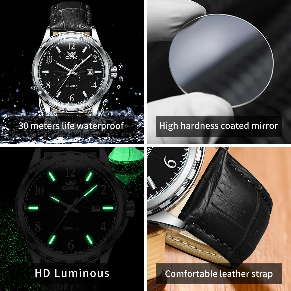 OPK 6031 Watches For Men Original Waterproof  Digital Mirror Quartz  Luminous  Wristwatch  Automatic  Watch Reloj Hombre