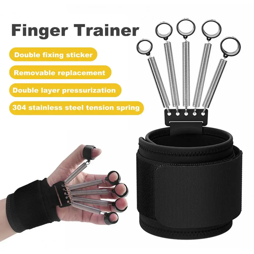 Hand Grip Strength Trainer with Elastic Steel Spring Finger Cot Hand Rehabilitation Training Finger Hand Brush Expander Grips