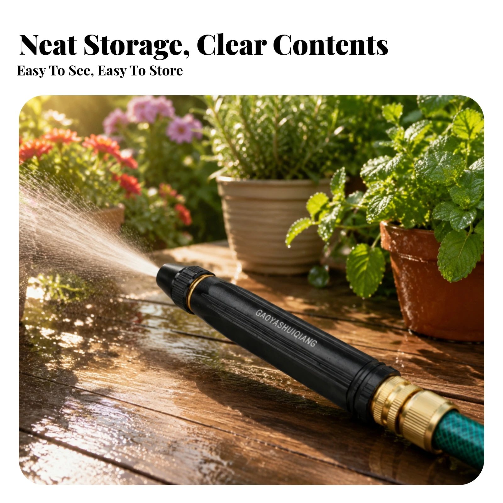 Garden Hose Sprayer Handheld Wash Wand Metal High Pressure Water Outdoor Cleaning Tool Lightweight for Garage