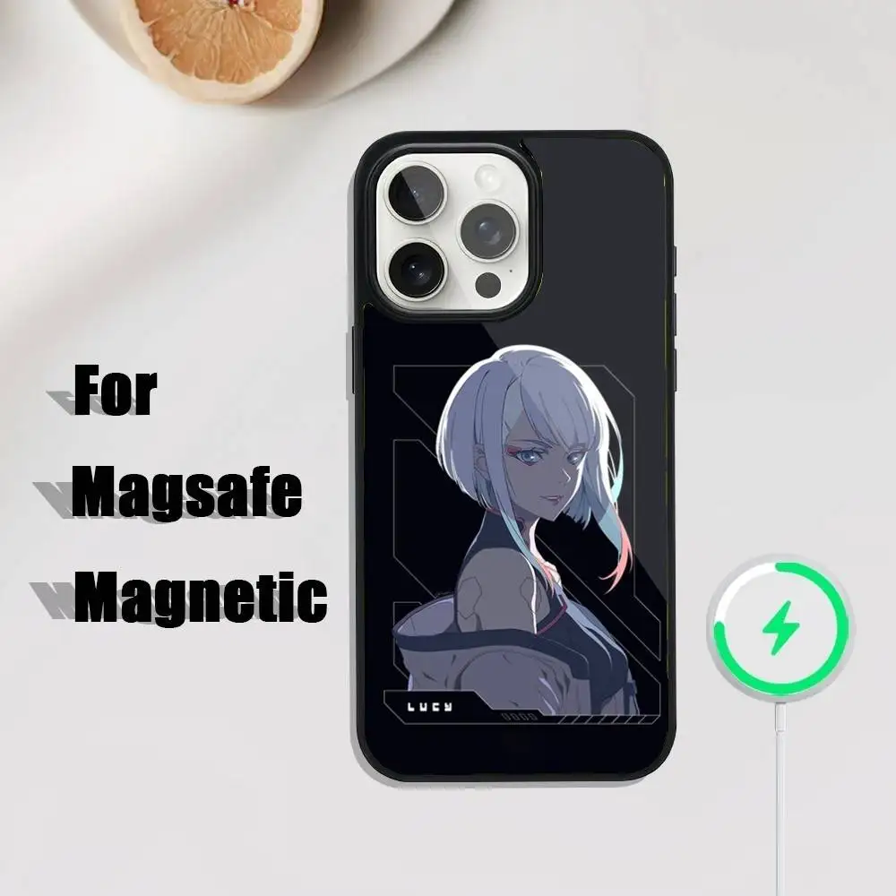 Lucy c-cyberpunks capa de telefone para iphone 17,16,15,14,13,12,11, pro, max, plus, mini, se4, e carregamento magnético sem fio magsafe