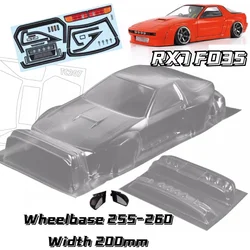 1/10 RX7 FD3S szerokokadłubowy RC Drift rajd PC Shell 200mm szerokość 260mm rozstaw osi klosz bez pomalowanego nadwozia RC Hsp Hpi Trax Tamiya LC