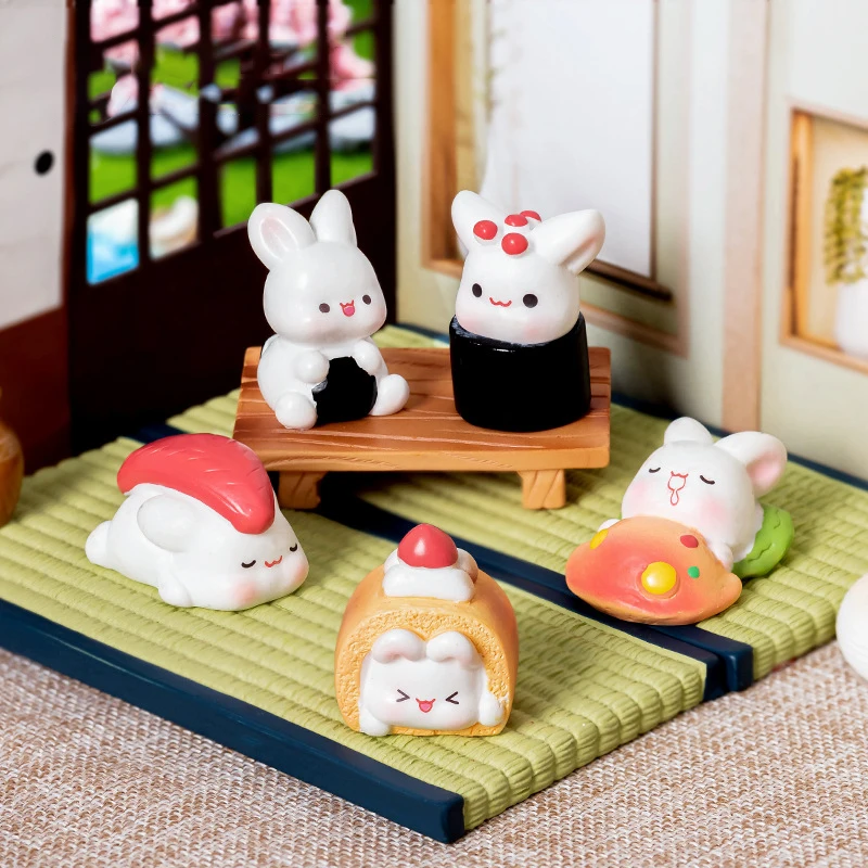 Cartoon Cake Roll Rabbit Mini Landscape Ornament DIY Home Kitchen Food Toy Miniature Figurines Decoration Accessories Gifts