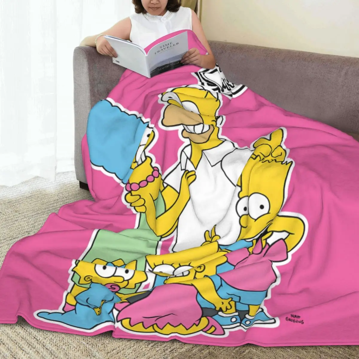 The Simpsons Family Flannel Blanket Super Soft Bedding Throws for Couch Chair Decorative Funny Bedspread Sofa Bed Cover