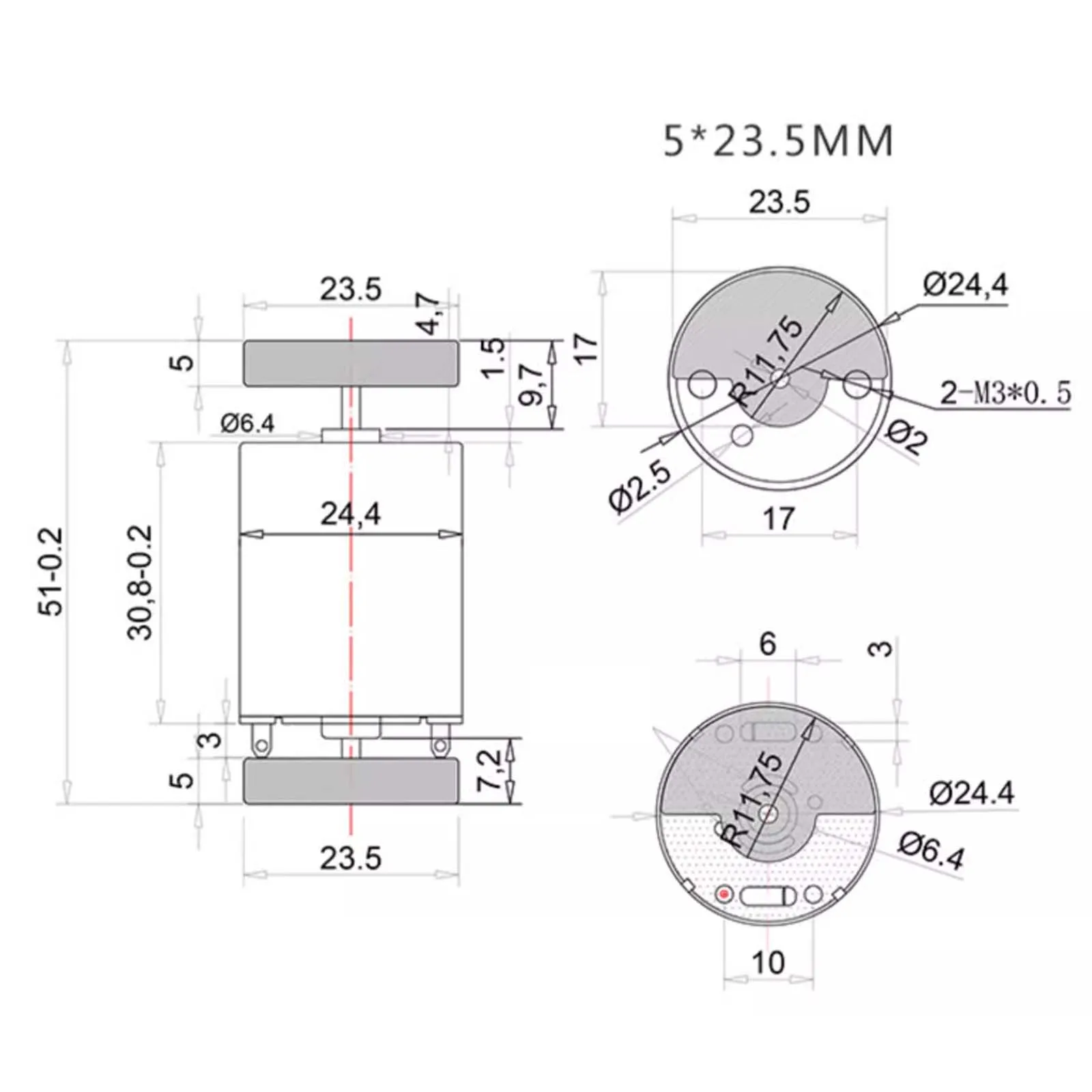DC 12V-24V Brushed Vibration Motor R370 Dual Head High Torque Electrodynamic Vibration Motor