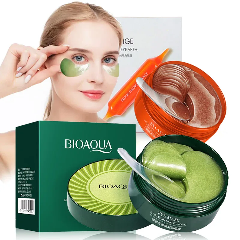 60 unids/caja BIOAQUA algas cristal colágeno máscara de ojos Anti ojeras arrugas eliminar bolsas de ojos parches hidratantes para los ojos