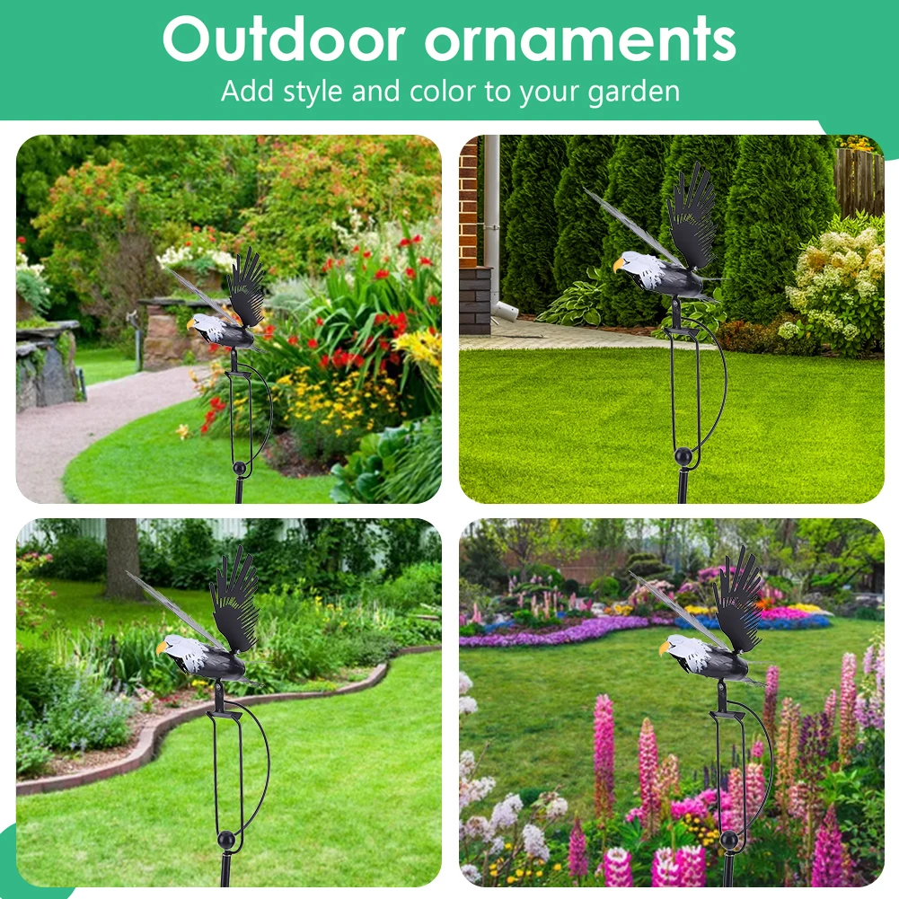

Garden Stake Eagle Windmill Iron Wing Flapping Eagle Pinwheel Lawn Ornaments Crafts Garden Art Decor for Garden Patio Yard