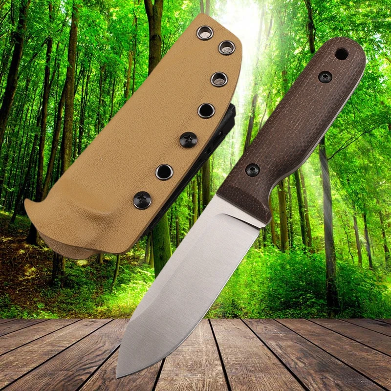

DC53 Steel Material Fixed Blade Knife Linen Handle Outdoor Camping Utility Straight Knifes Tactical Hand Tools with Scabbard
