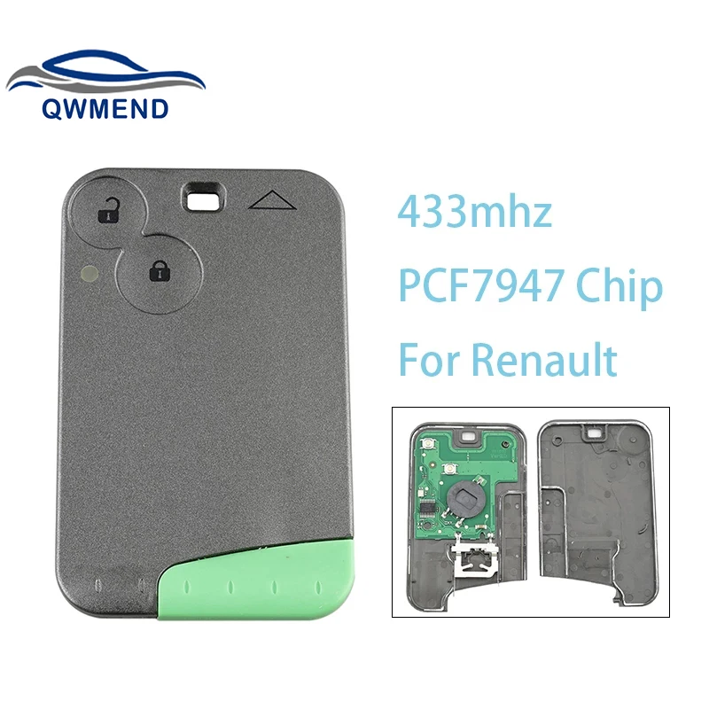 

QWMEND 2 Buttons Car Remote Key for Renault Laguna Espace 433Mhz PCF7947 Chip Keyless Entry for Renault Car Key 7701209129