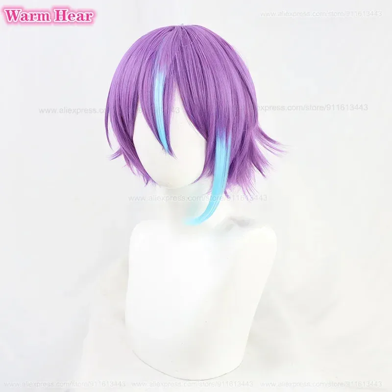 2 Gaya Kamishiro Rui Sintetis Pendek 35Cm Campuran Warna Cosplay Anime Tahan Panas Rambut Wig Pesta Halloween