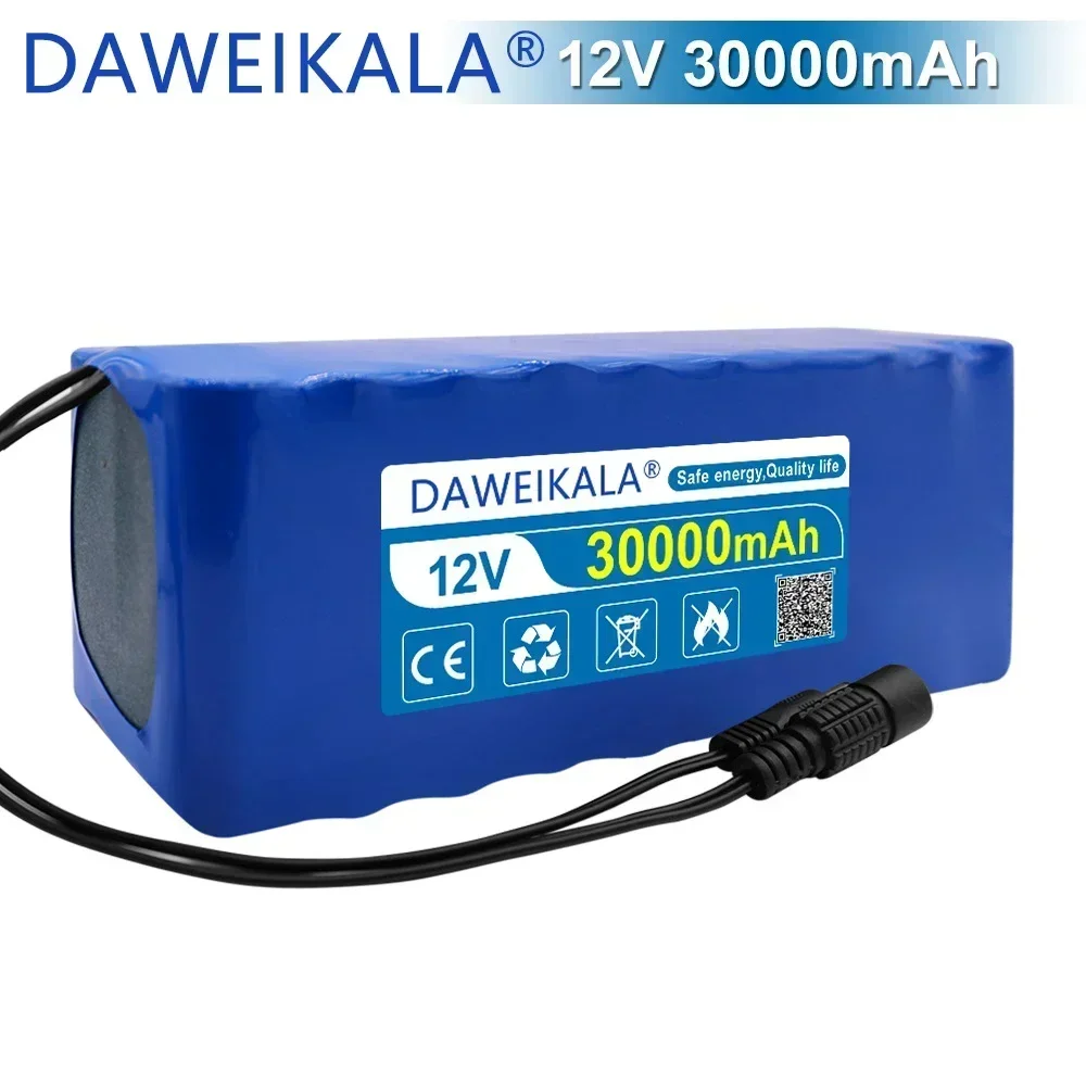 12V Rechargeable Battery 12V 30000mAh 18650 Lithium Battery Pack Capacity DC 12.6V 30Ah LED lights Cam Monitor with Charger