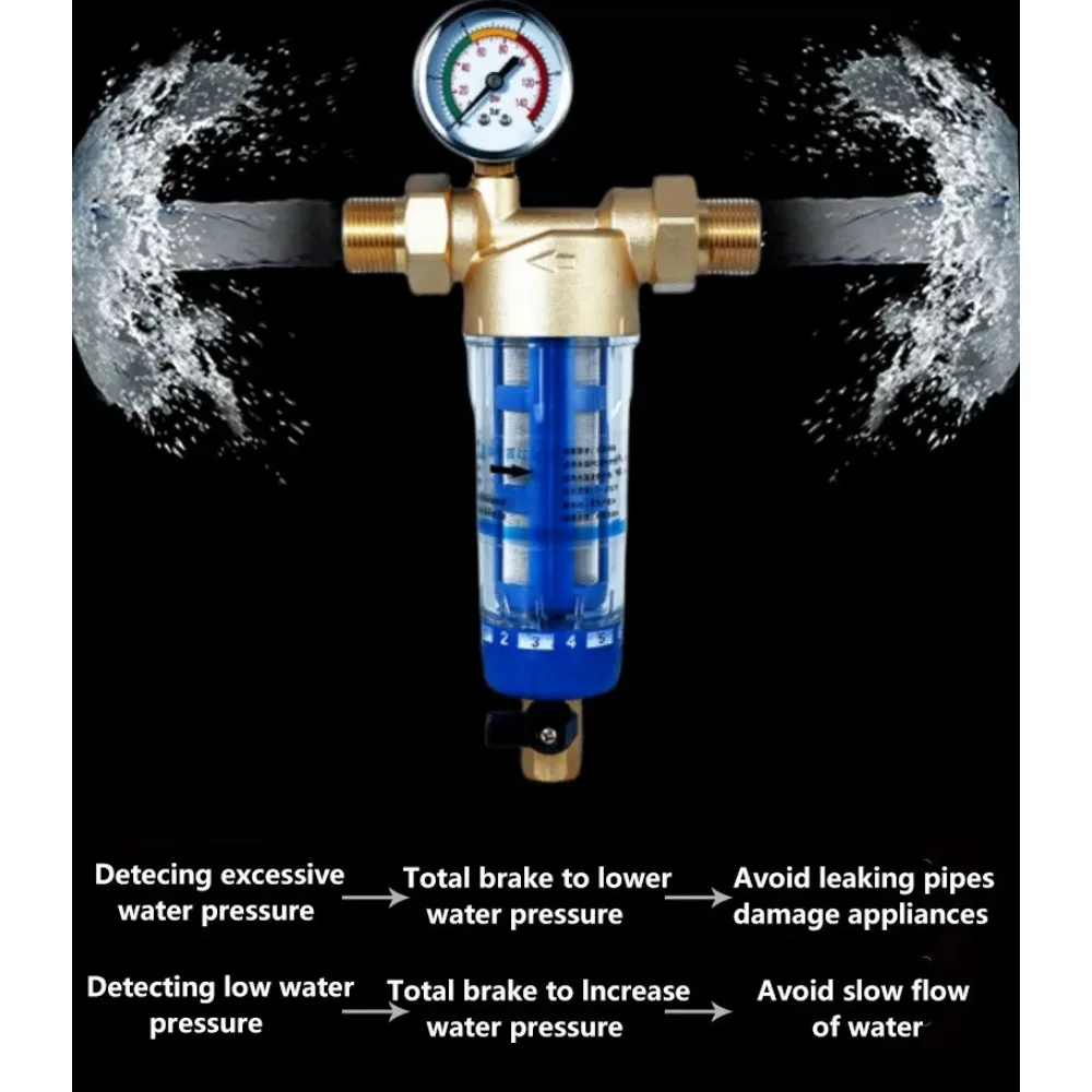 

Front Purifier Whole House Spin Down Sediment Water Filter Central Backwash Remove Rust Contaminant Stainless Steel Mesh