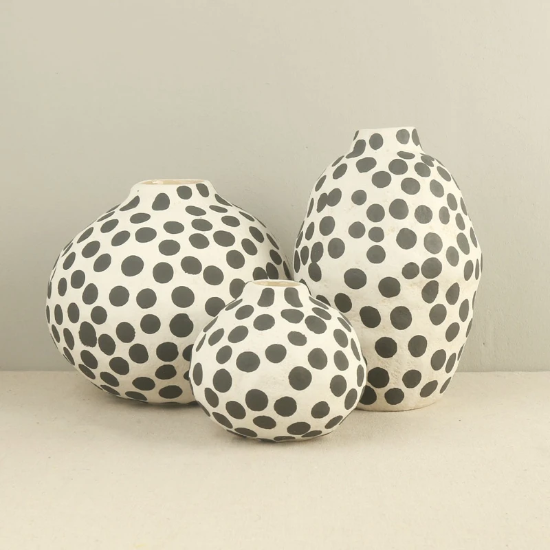 Wabi Sabi style ceramic pottery jar decoration dried flower vase foyer living room home decoration art vase Wedding decoration