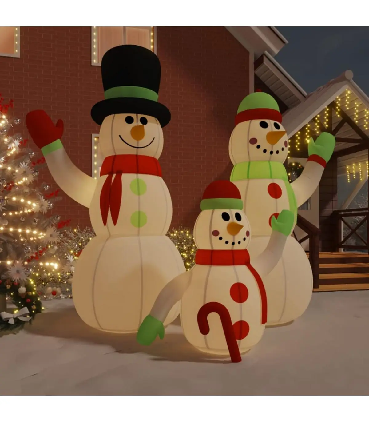 Christmas lights family inflatable snowmen with LED 500 cm