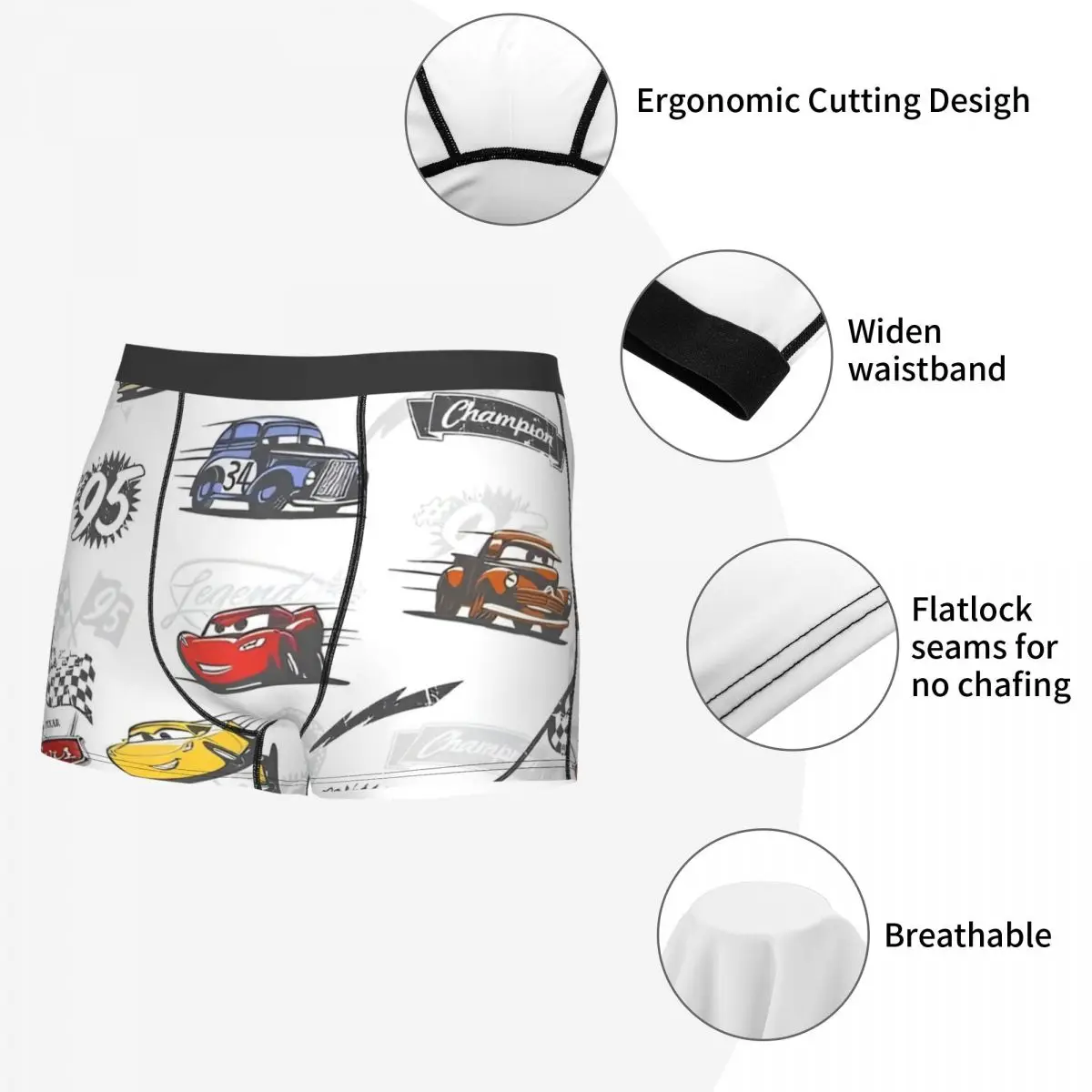 Custom Cars Lightning McQueen 95 Man Boxers Shorts Comfortable Underwear Life Is A Highway Printed Fun Shorts Boxer Briefs