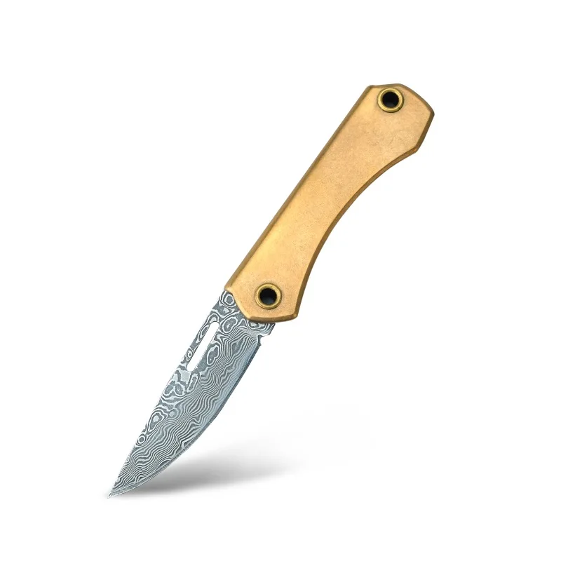 

Латунные шикарные мини складные ножи, ручные инструменты, нож для планшетов, карманный инструмент для повседневного использования, многофункциональный инструмент для выживания, дамасская бритва