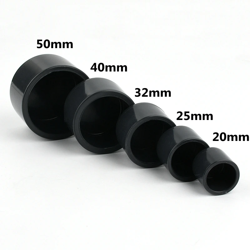 1-5Pcs 20/25/32/40/50/63/75/90/110mm Dark Gray UPVC End Cap Farm Hydroponic Aquarium Tank Water Tube Cap PVC Pipe Joint fittings