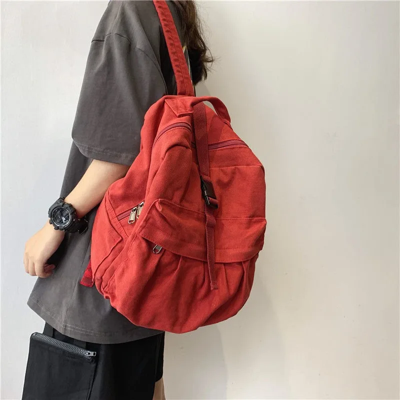 

New Style Literature and Art Teenager Backpack Female Lazy Wind Fashion Schoolbag Fallow Canvas Journey Preppy Backpack