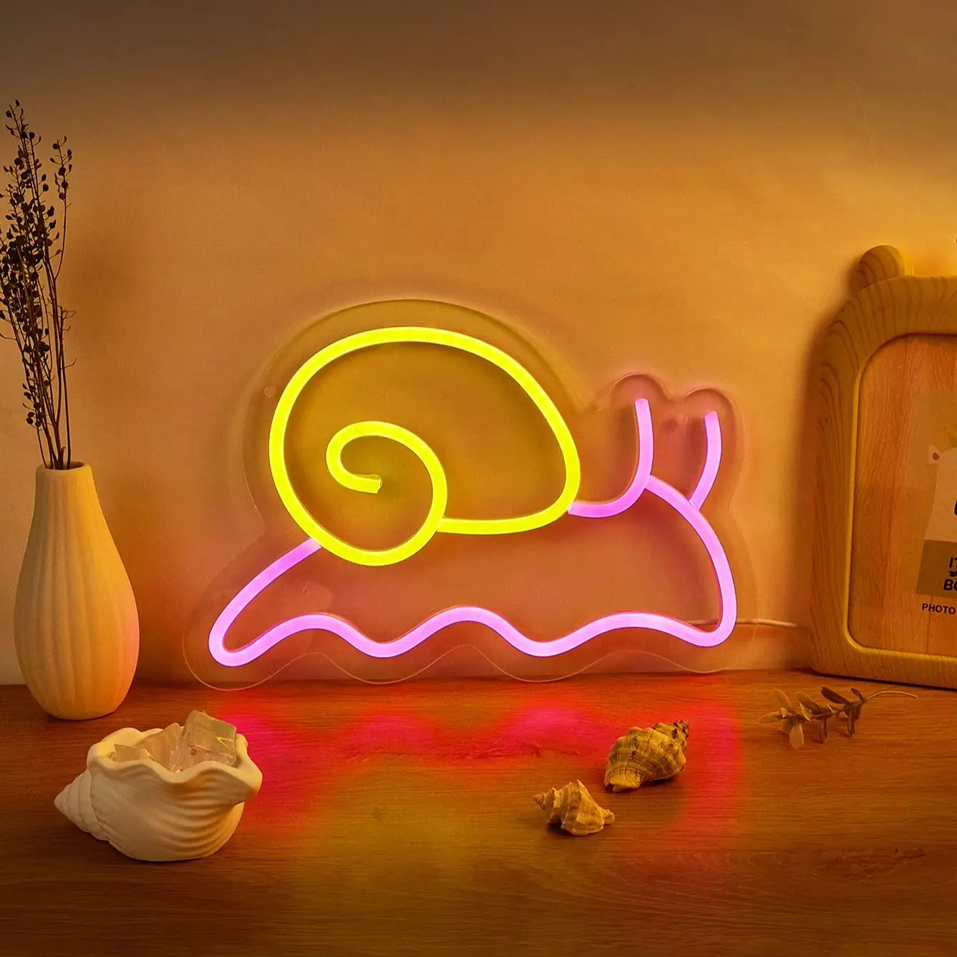 

Chi-buy LED Neon Snail USB Powered Neon Signs Night Light 3D Wall Art Bedroom Living Room Decor Lamp Signs