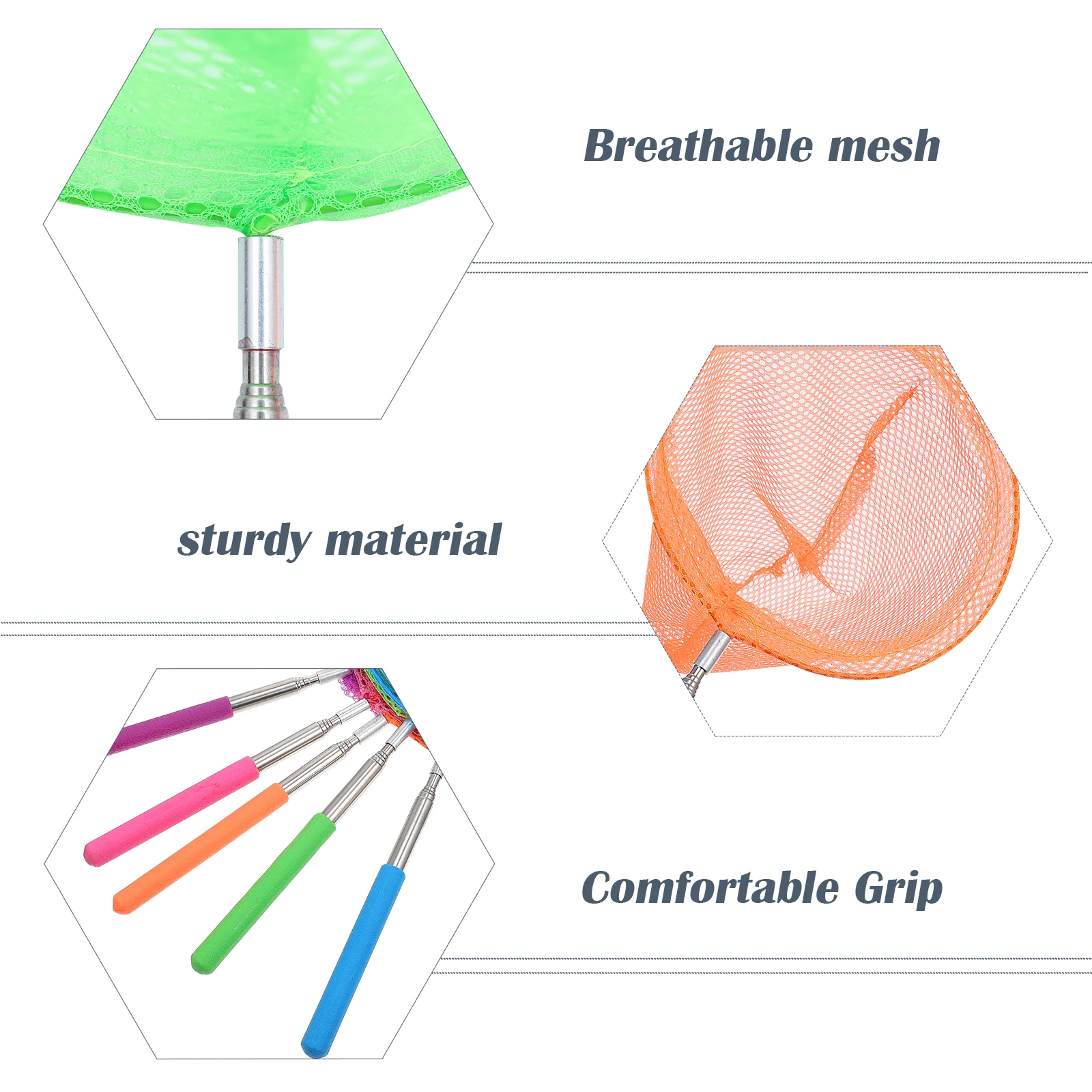 

5Pcs Insect Net Kids Mesh Toys Children Catching Fishing Retractable Handle Lightweight Portable Lakes Rivers Boats Friendly