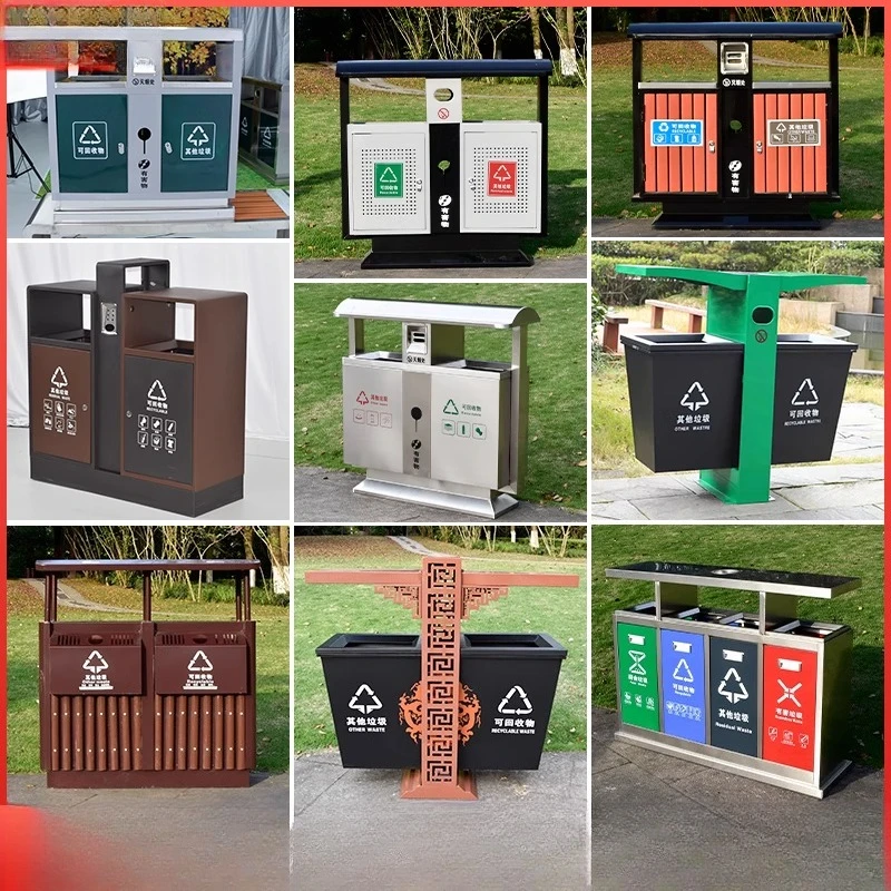 

Outdoor trash can Stainless steel park scenic spot classification trash can Community courtyard Outdoor peel trash can