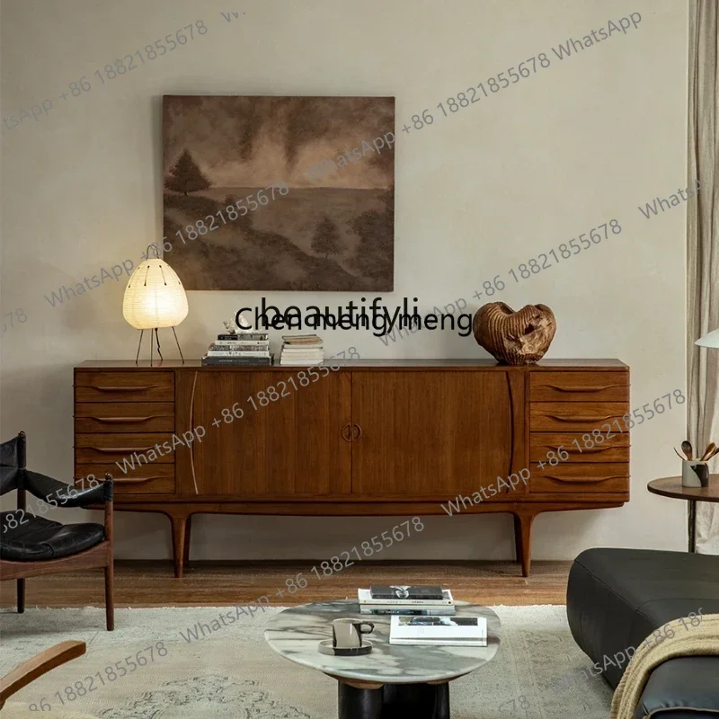 New arrive Medieval retro style, rolling shutter door  dining side cabinet   entrance TV cabinet  teak solid wood storage side c