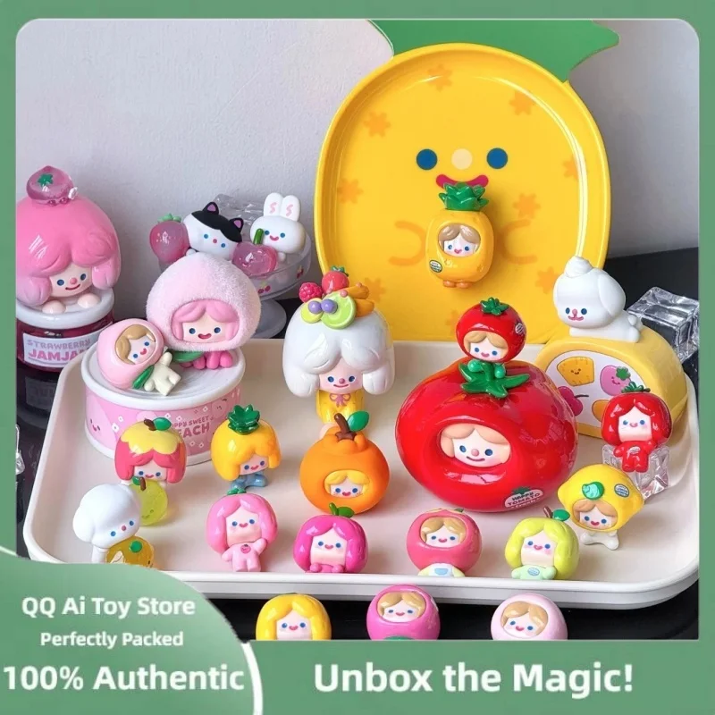 Original Rico Happy Friends Blind Box Figurine Trendy Toy Room Decoration Cell Original Kawaii Design Fruit Basket Collectible