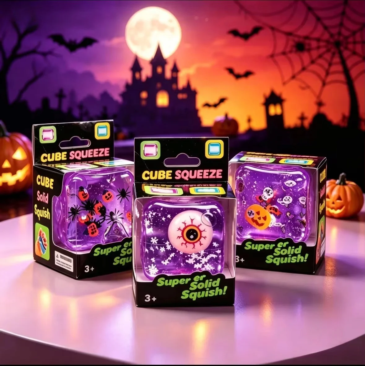 Halloween cube decompression toys, pumpkin ghost eyeball spider internals, suitable for children's party giveaways and gifts - view 3