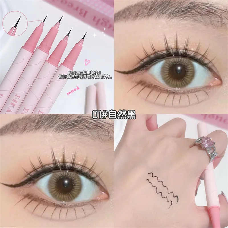 Anfänger-Eyeliner Flüssigstift Ultrafeine 0,01mm Spitze Wasserfest & Schweißresistent Brauner Make-up Wimpernverstärker Tierversuchsfrei Reisegröße