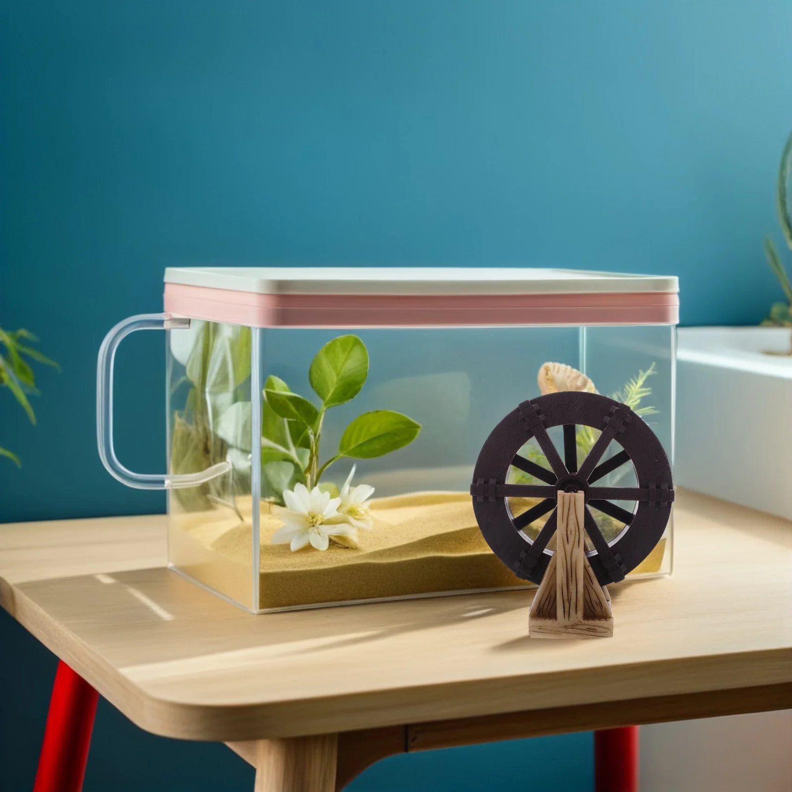 

Mini Water Wheel Decor For Fish Tank Desktop Micro Landscape Running Water Fountain Ornament Aquarium Windmill Sculpture