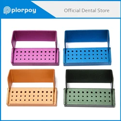 PIORPOY 30 Holes Dental High and Low Speed Handpiece Bur Holder Aluminium Autoclavable Drills  Block Disinfection Box Dentistry