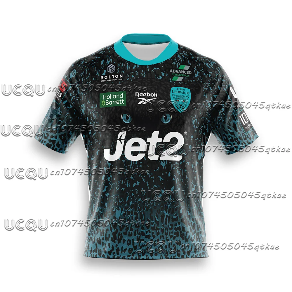 2025 Rugby Sports Shirt Leigh-Leopards Leopards Breathable Quick Drying Training T-Shirt England Men Women Short Sleeve Shirt