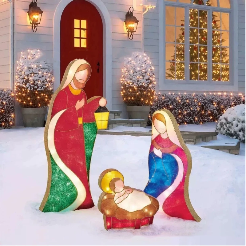 Christmas Nativity Set Holy Family Acrylic Decorative Figures Acrylic Material