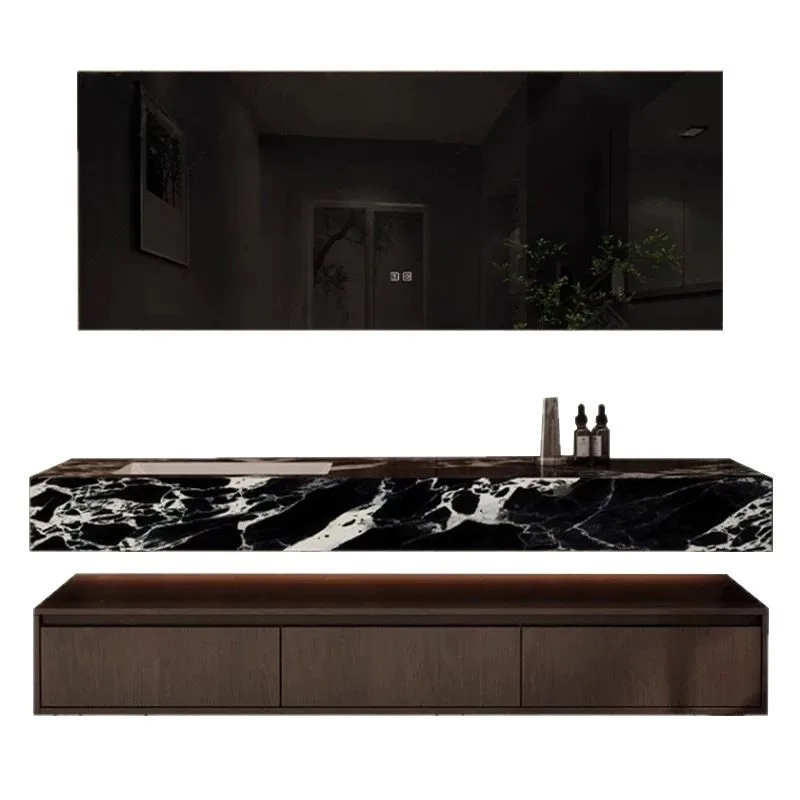 

Marble bathroom vanity with wall-mounted mirror, toilet bathroom cabinet