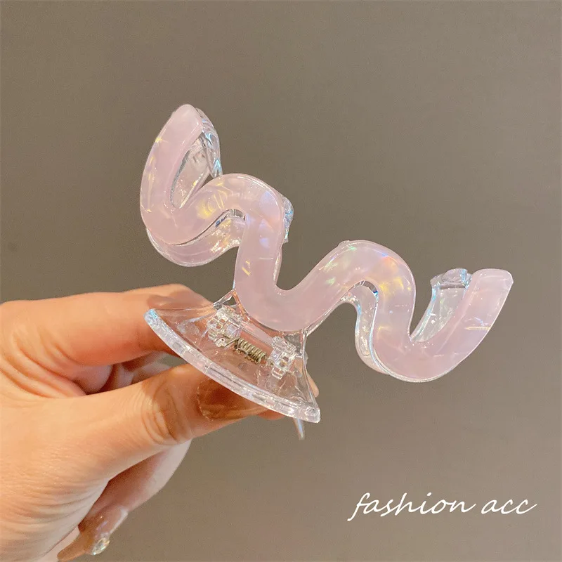 French acetic acid Hairpin Colorful Jelly Wave Hair Claw Women Girls Fashion Design Sweet Simple Irregular Hair Clip Headwear