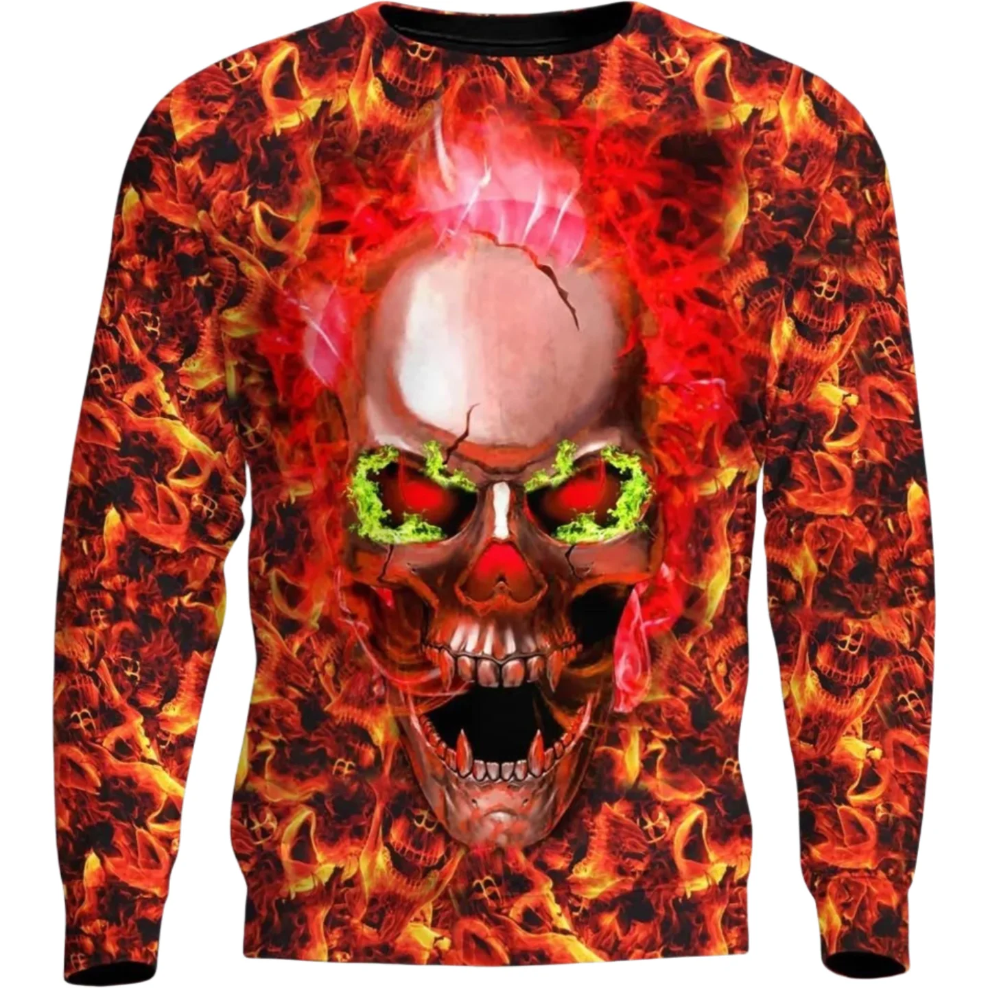 

2025 New Men's Autumn Round Neck Long Sleeve T-shirt Retro Skull 3D Pattern Print T Shirts Casual Fashion Tops Men Clothing