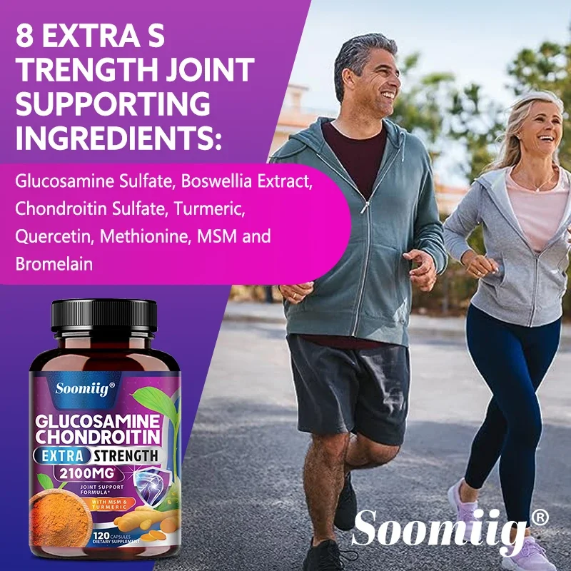 Glucosamine Chondroitin MSM Triple Strength Bone and Joint Vitamin Supplement for Joint Cartilage 120 Capsules