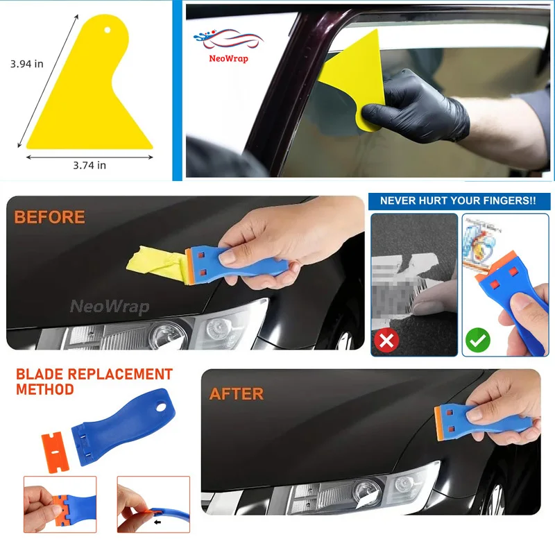 Auto Film Wrapping Tool Kit Fenster Tönung Werkzeuge Vinyl Wrap Filz Rakel Wrap Stick Vinyl Cutter Utility Messer Kunststoff Schaber – Detail 4