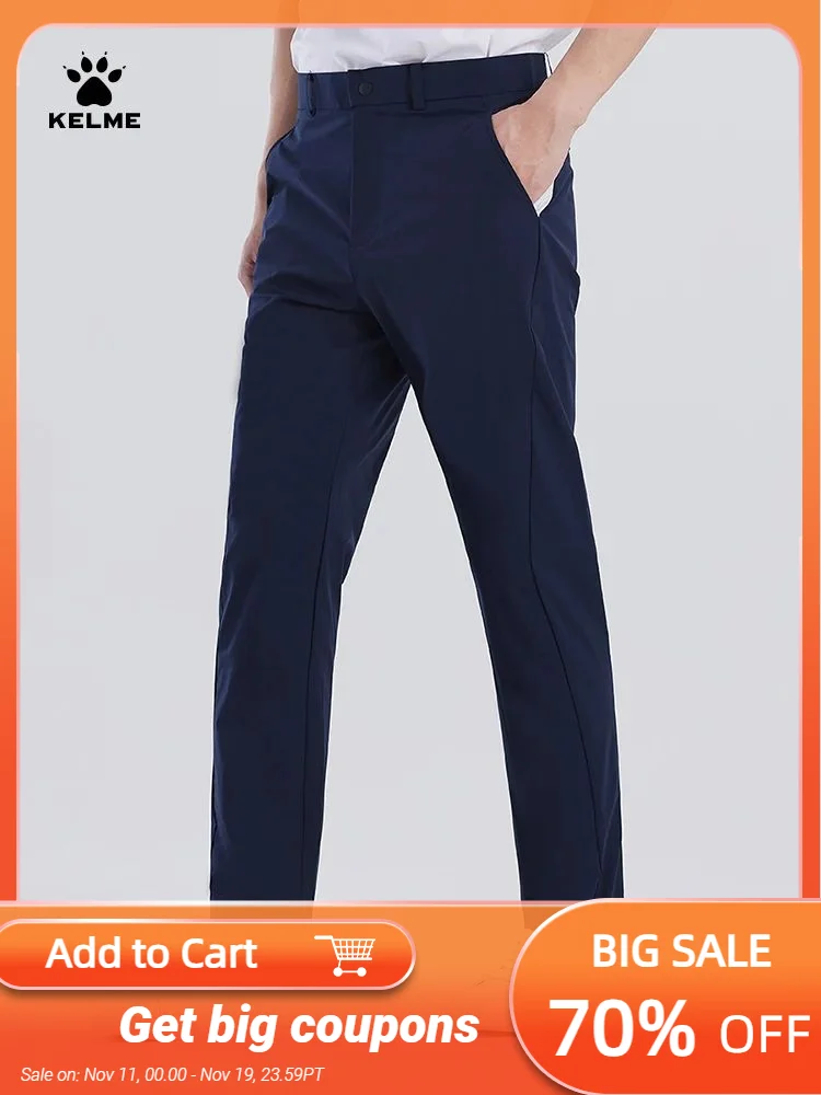 

Kelme Men's Woven Straight Trousers Black Business Trousers Outdoor Running Breathable Trousers Camping Hiking