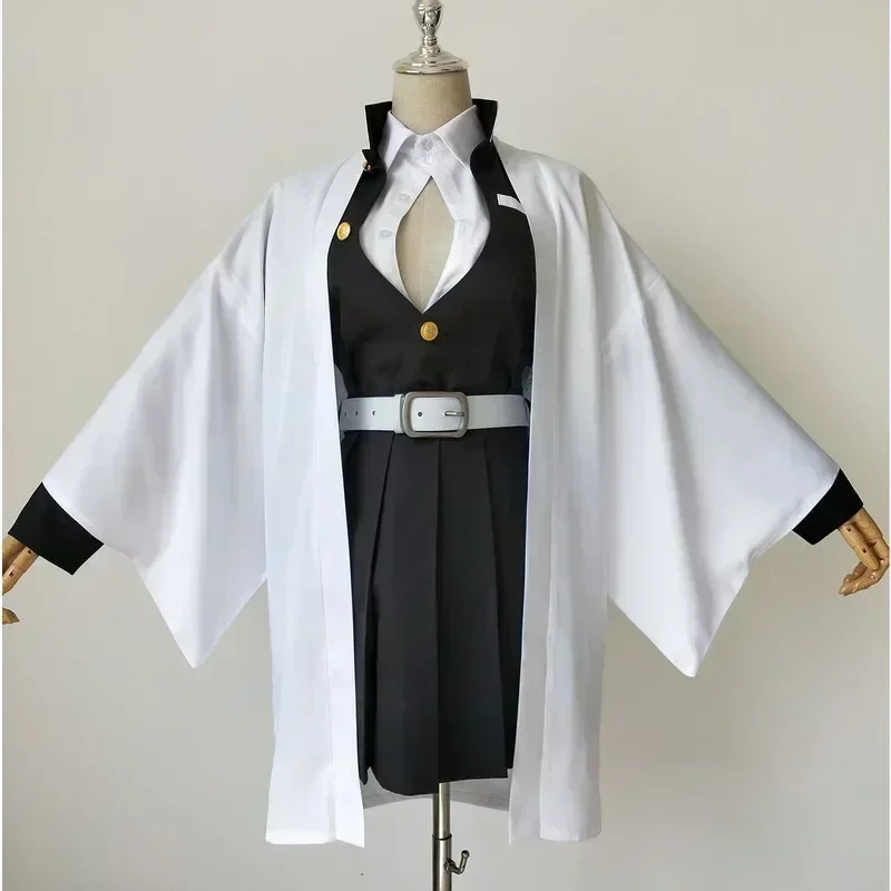 Volwassen Kids Demon Slayer Kimetsu No Yaiba Anime Kimono Kanroji Mitsuri Cosplay Full Set Pruik Halloween Voor Vrouwen Meisje