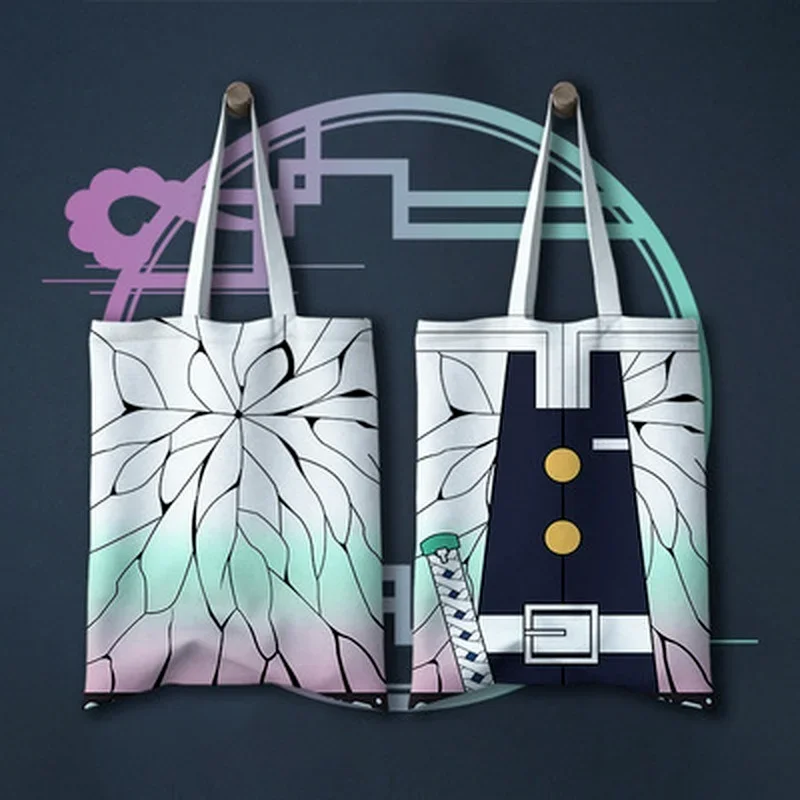 Anime Shopper Bag Anime Shopping Bags Kimetsu No Yaiba Canvas Tote Bag Handbags Harajuku Shoulder Bags Gift